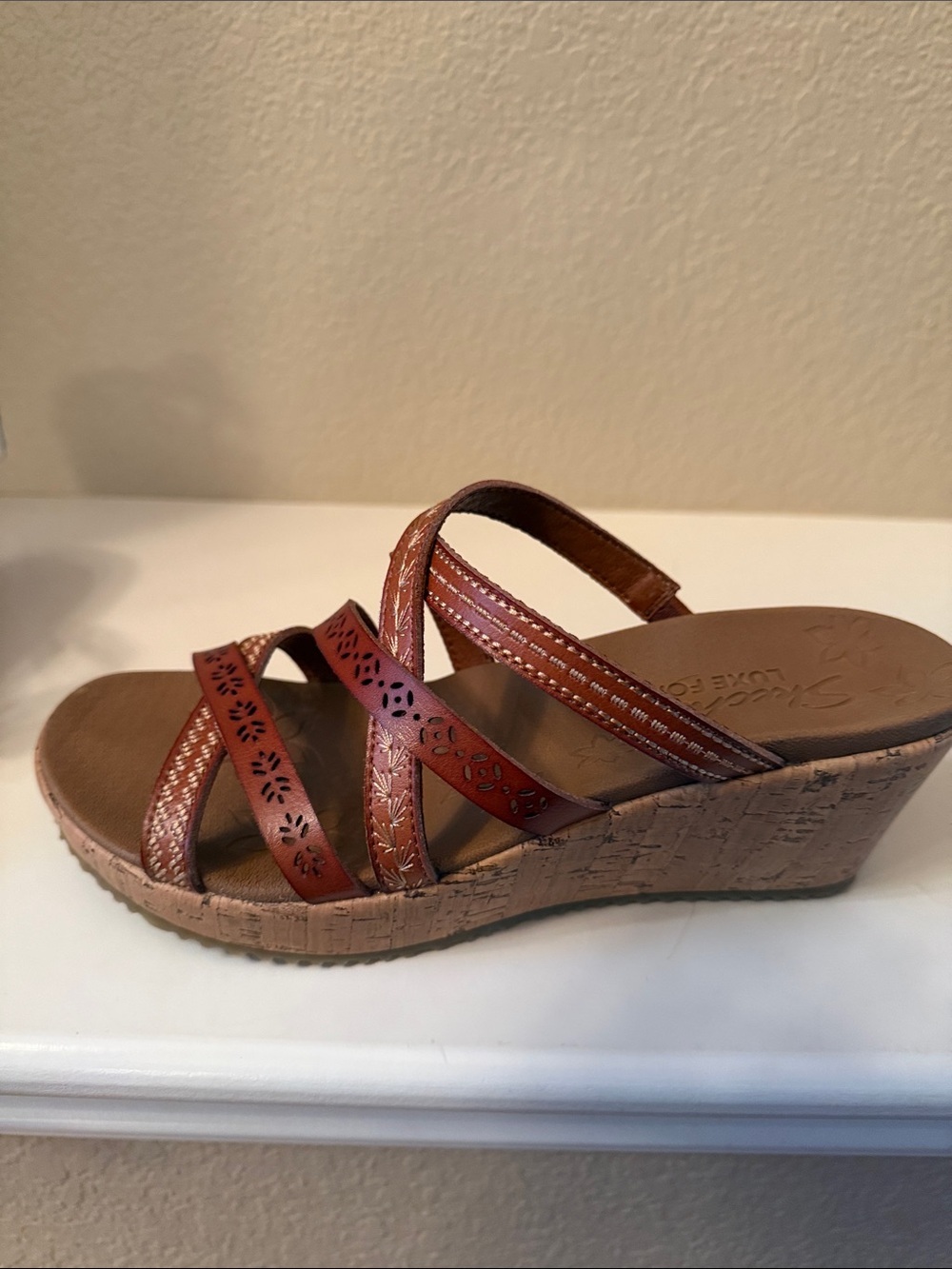 Skechers Brown Multi-Strap Wedge Sandals - Picture 5 of 16